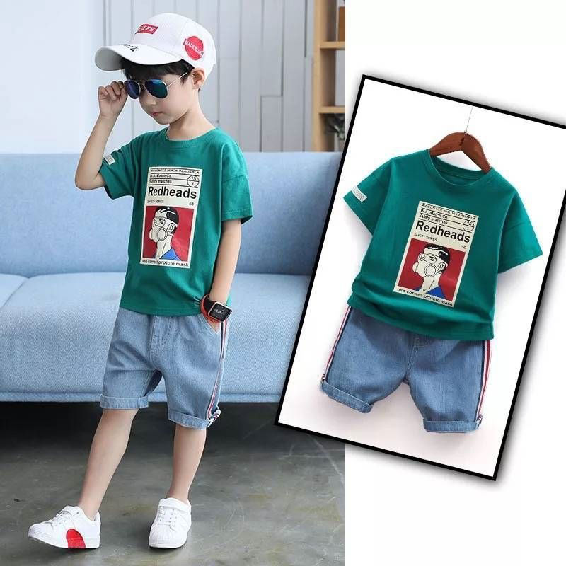 Children's wear boys' summer suit 2020 new Korean version of boys' short sleeves and jeans