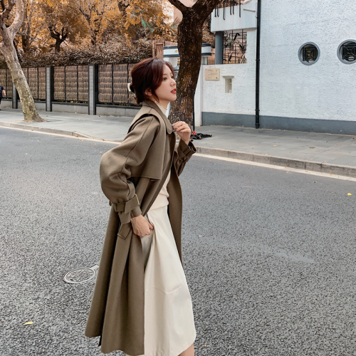 Actual shooting of the new Korean double-sided tweed coat in autumn and winter  two-piece Jacket Medium length jacket