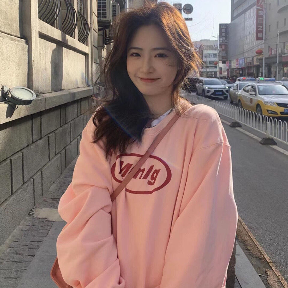 Official picture spring and autumn thin Pullover Sweater loose female versatile student long sleeve top round neck