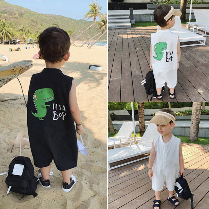 Baby clothes baby summer baby one piece clothes 1-2 year old children back dinosaur sleeveless Jumpsuit men's shorts