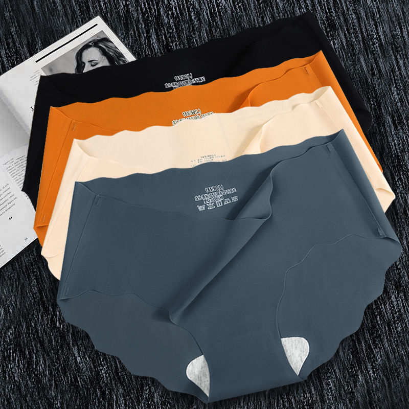 2 / 3 / 4 pairs of ice silk seamless underwear women's middle waist pure cotton file antibacterial sexy hip lifting girl's triangle underwear