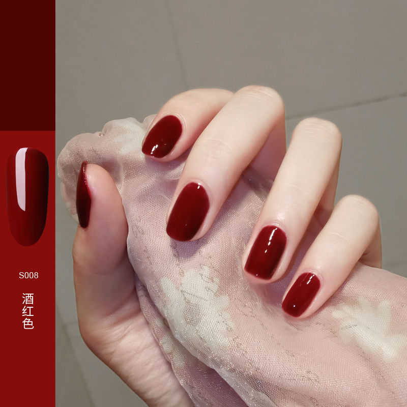Spring pomelo phototherapy nail polish 2020 new red net color, cherry white cream, black wine, white wine.