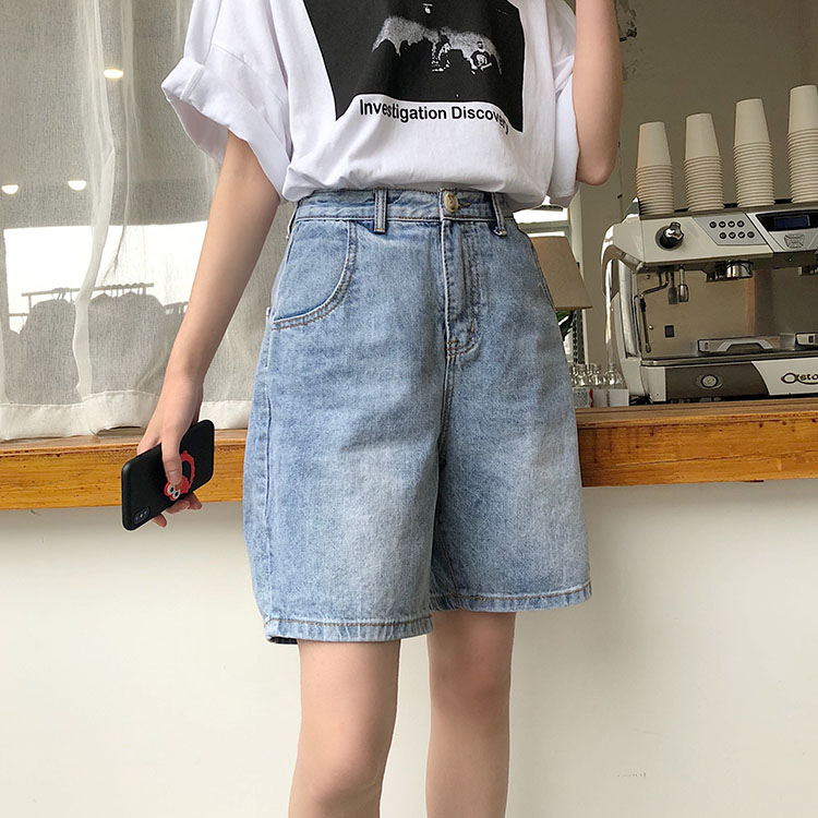 Real price is no less than 35 yuan ~loose baggage leisure students'straight-barrel five-cent pants and jeans shorts