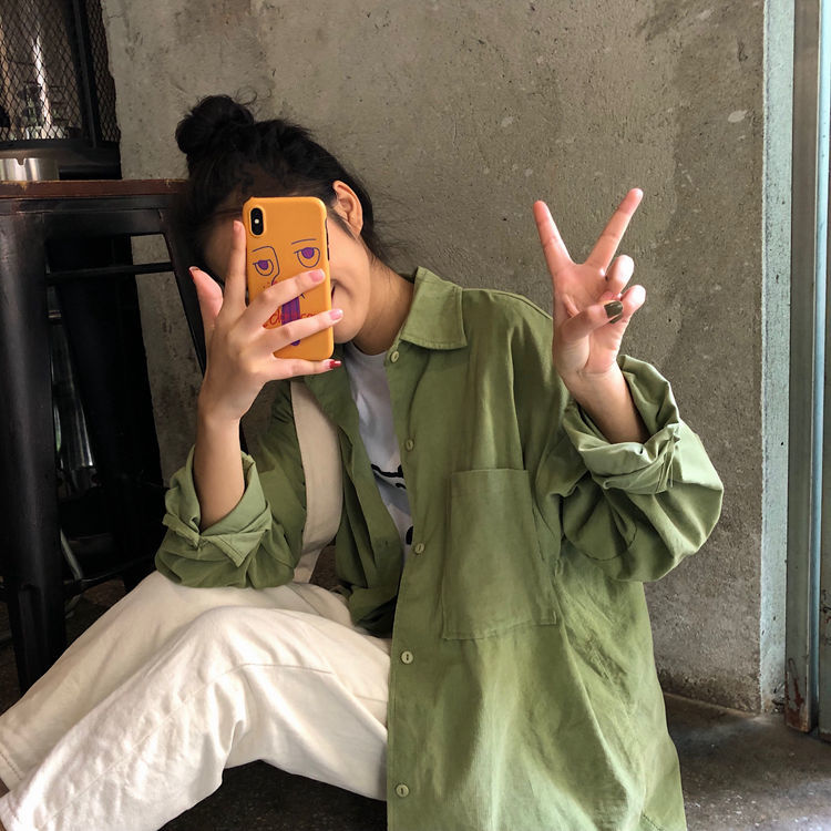 Ins retro shirt female student Korean loose long sleeve shirt versatile top thin thin cardigan coat fashion