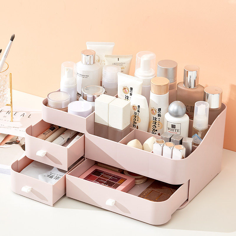Table top cosmetic storage box large plastic drawer type dressing table jewelry arrangement storage box lipstick shelf