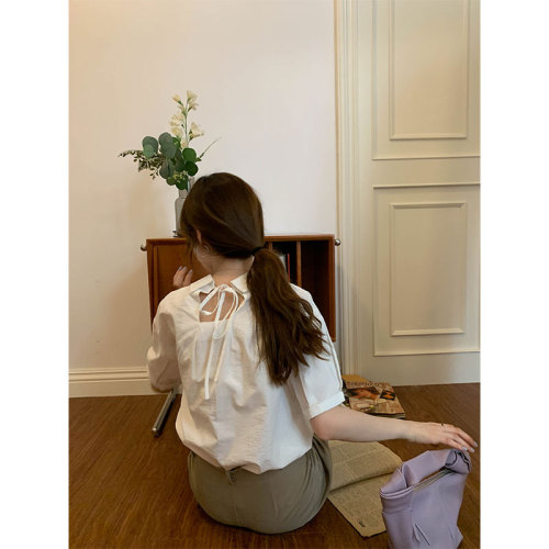 Real shot casual slim short sleeve shirt Female Minority 2021 Korean style shirt
