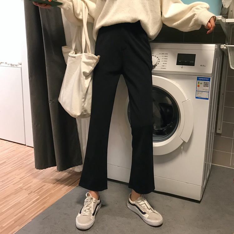 Real shooting real price high waist versatile casual micro flared pants women's slim drop nine point suit pants