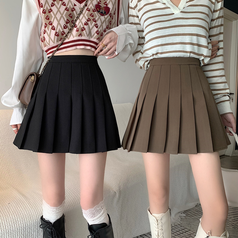 Real price JK pleated short skirt women's skirt high waist a-word slim 2021 new autumn thickened suit skirt