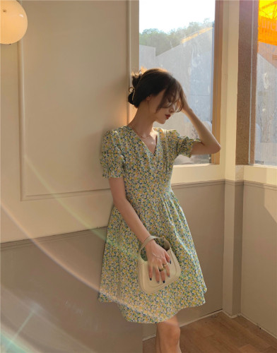 Real shot! Real price! Light green flower lady dress