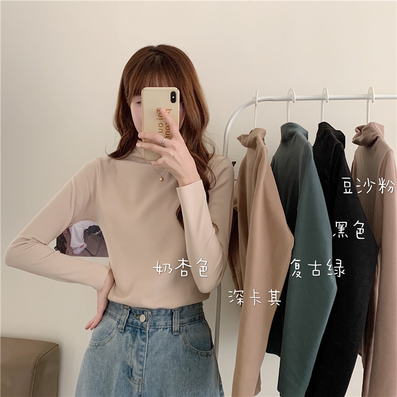 Real shooting, real bottoming, inner matching, autumn and winter, black plush, thickened frosted long sleeves