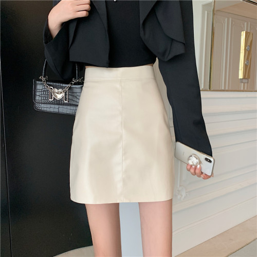 Real price leather skirt women's PU leather skirt