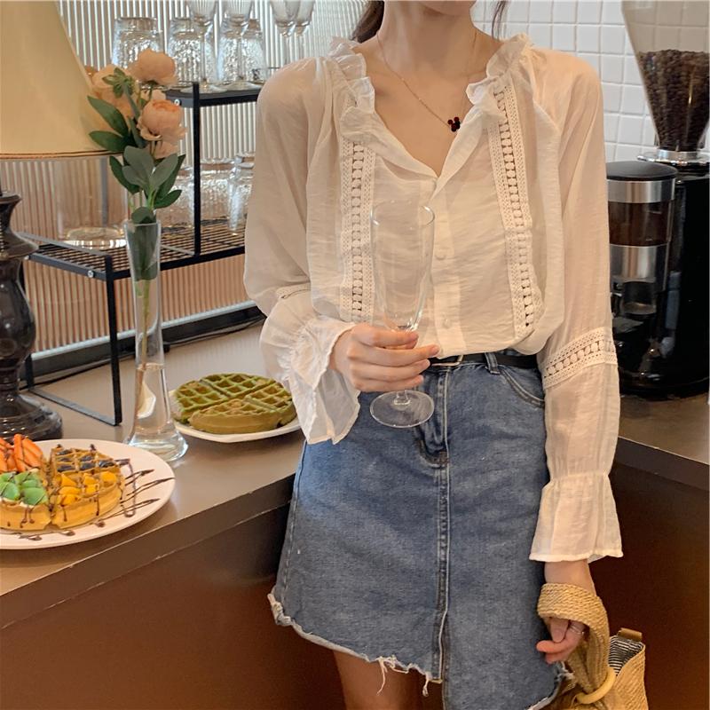 Chiffon Long Sleeve Shirt spring and autumn wear versatile fashion trend women's dress cover belly foreign style small shirt celebrity temperament top