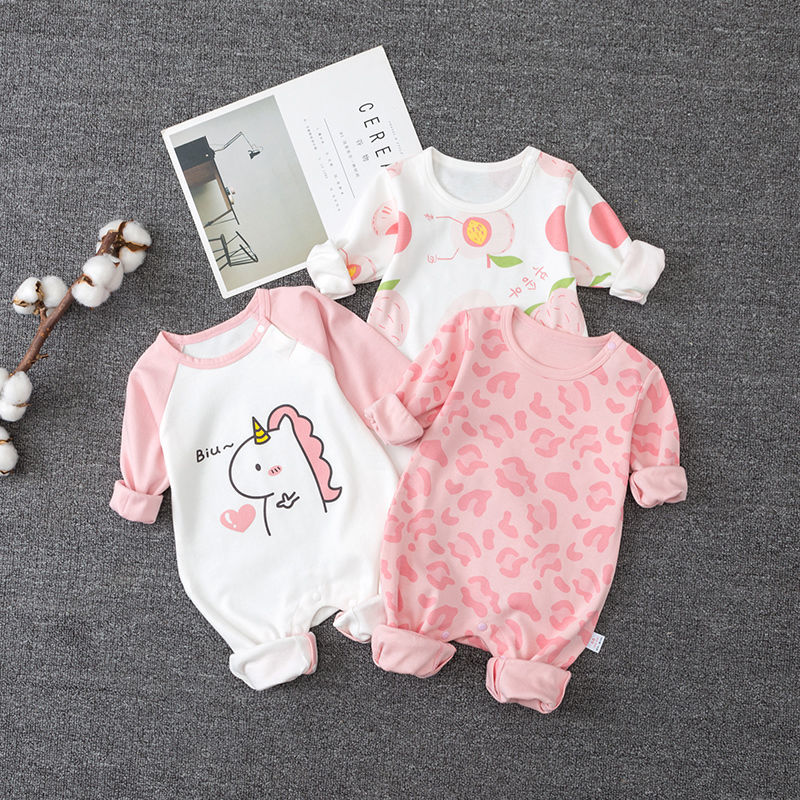 BABY BODYSUIT GIRL BABY cotton khaki autumn long sleeve climbing suit newborn baby pajamas spring and Autumn