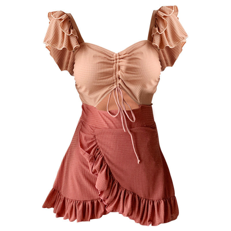 2021 new swimsuit women's super fairy sexy cover belly show thin conservative student bikini hot spring swimsuit