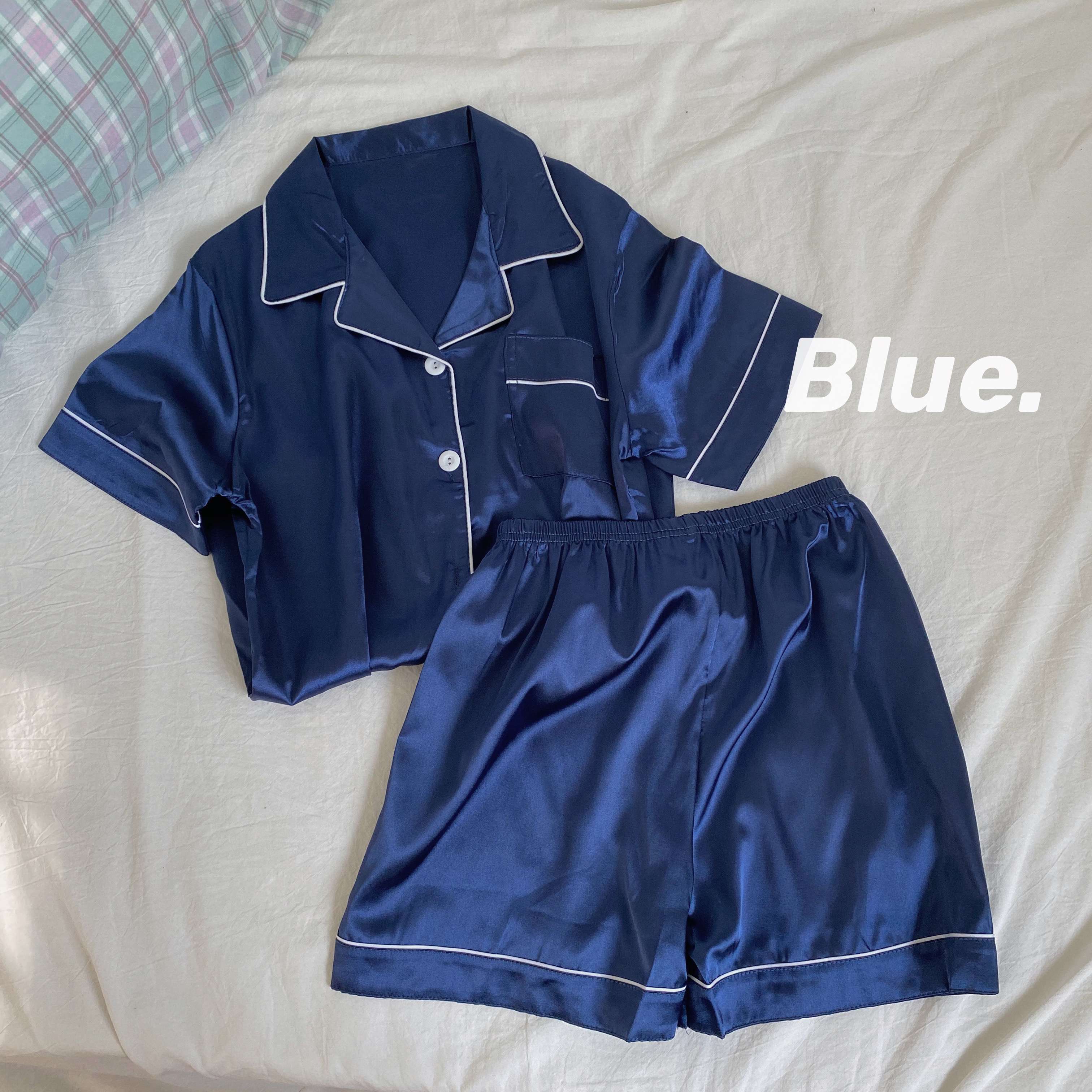 Real price, real shot pajamas, summer ice silk suit, home clothes, two sets of westernized ins style, can go out for leisure