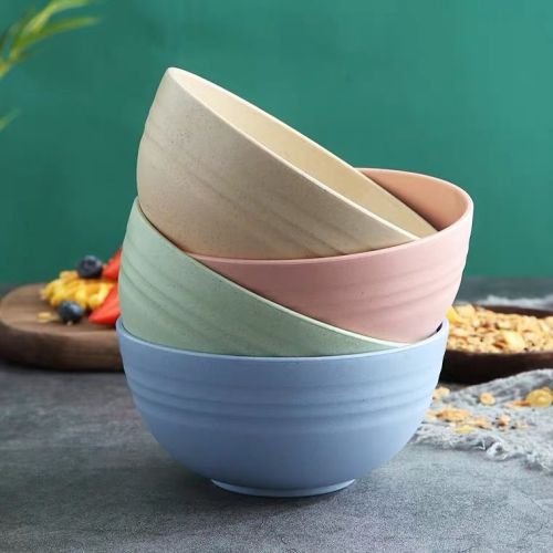 Wheat straw, Japanese rice bowl, plastic bowl, household creative anti falling bowl, student instant noodles bowl, tableware, large soup bowl