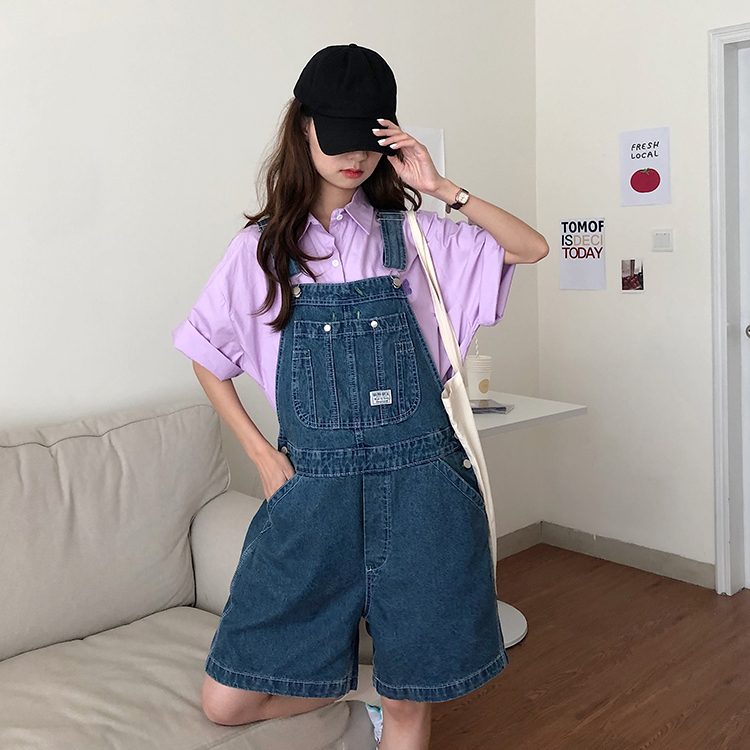 Real shot real price Korean version of young girl's style small man versatile jeans strap shorts