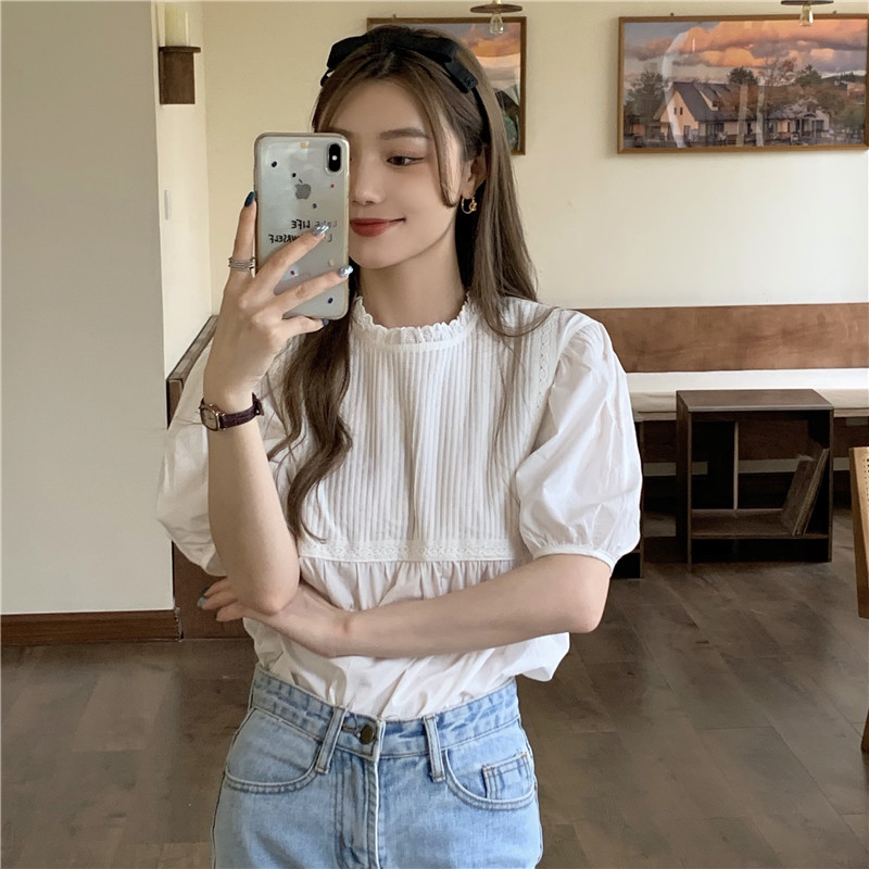 Real price Korean Vintage ear collar shirt