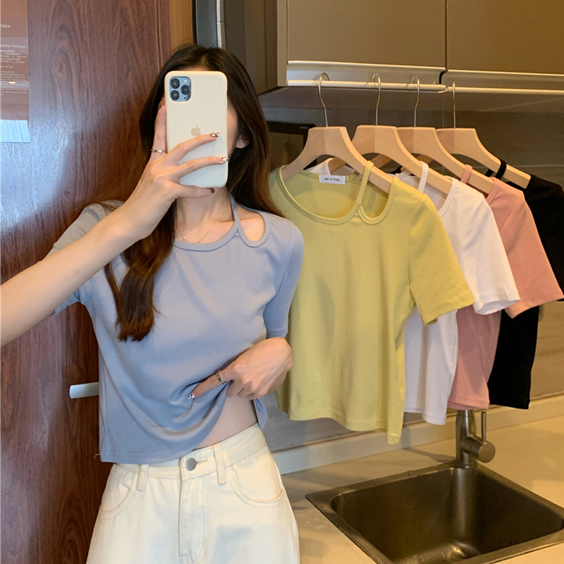 6535 pull frame 2021 new gentle style sweet short cut care machine short sleeve T-shirt