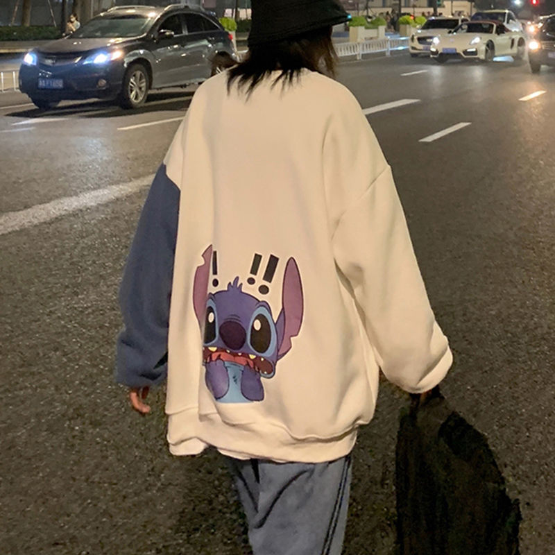Hoodless sweater autumn / winter women's Korean student loose style ins Plush thickened Stephanie top versatile crew neck