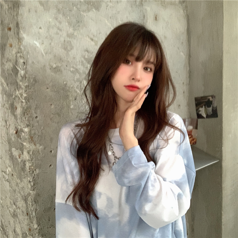 Korean autumn tie dyed T-shirt women's long sleeve Harajuku ins tide net red street top