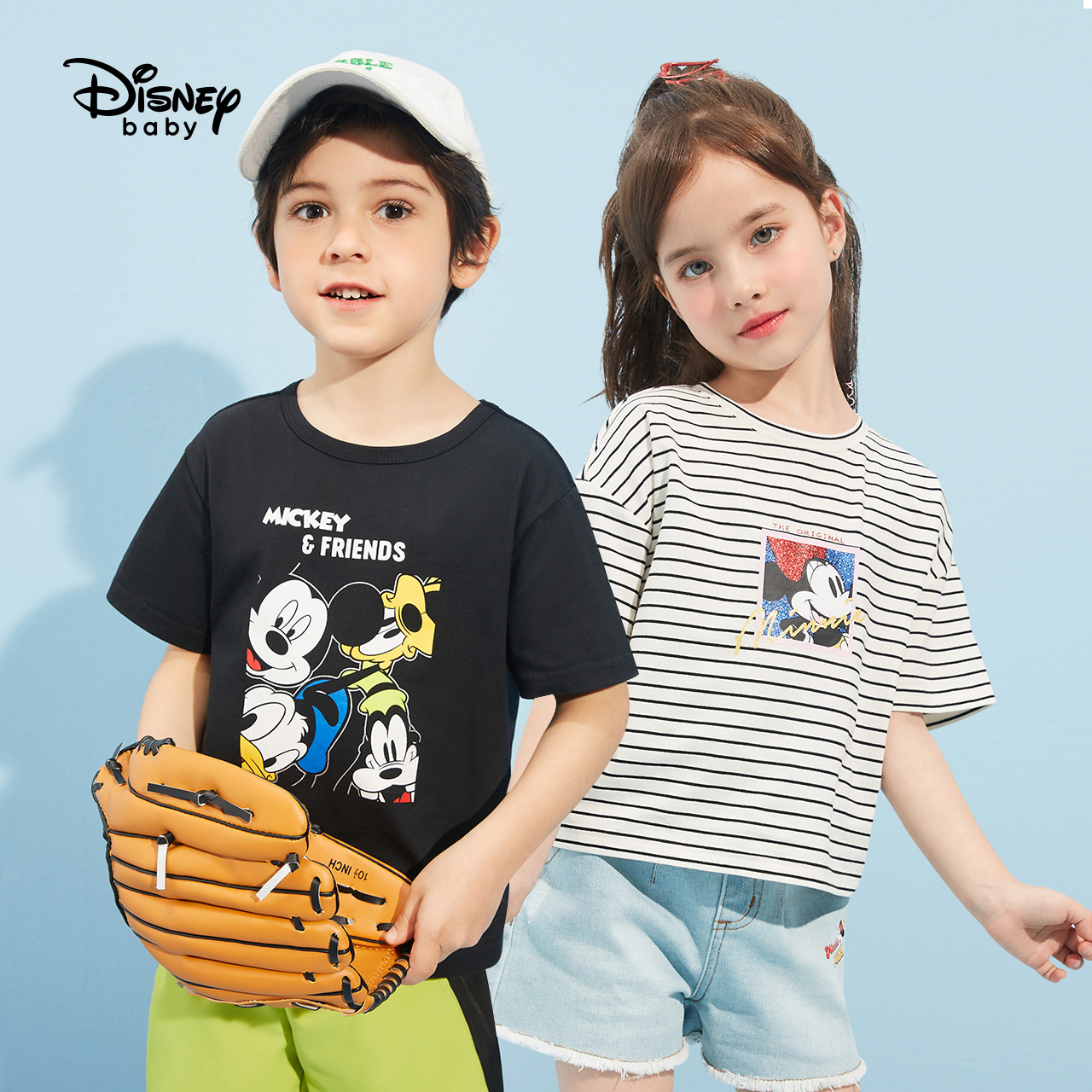 Disney children's short sleeve T-shirt 2021 summer new girls' foreign style boys' half sleeve summer top fashion