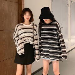 Real price real shot loose sunscreen women's net red striped T-shirt blouse thin bottomed shirt