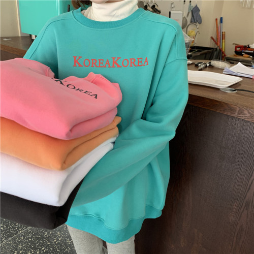 Real price ~ New Korean loose and versatile casual printed sweater T-shirt