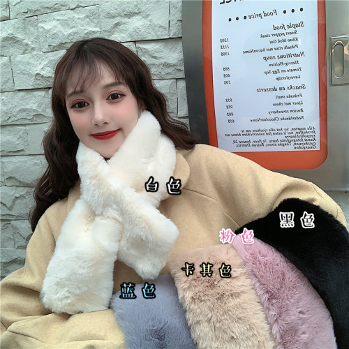 The real auction special price does not reduce the autumn and winter new lovely Plush imitation Rex rabbit hair scarf, warm and versatile scarf