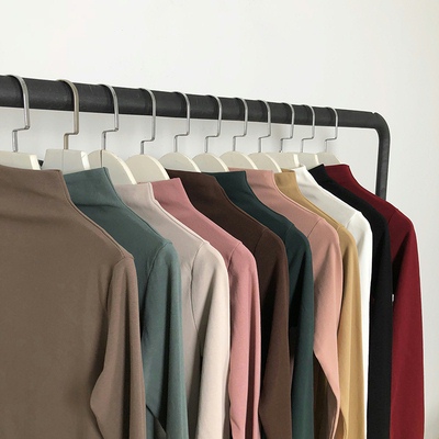 T-shirt women's thin solid color top Korean new half high collar bottomed shirt women's long sleeve slim fit