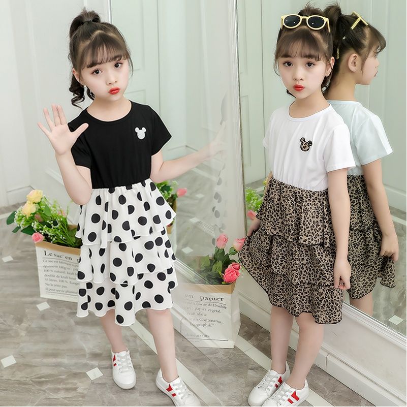 Girls Summer Princess Dress 2020 children's dress girls long dress foreign style wave point skirt chiffon cake skirt