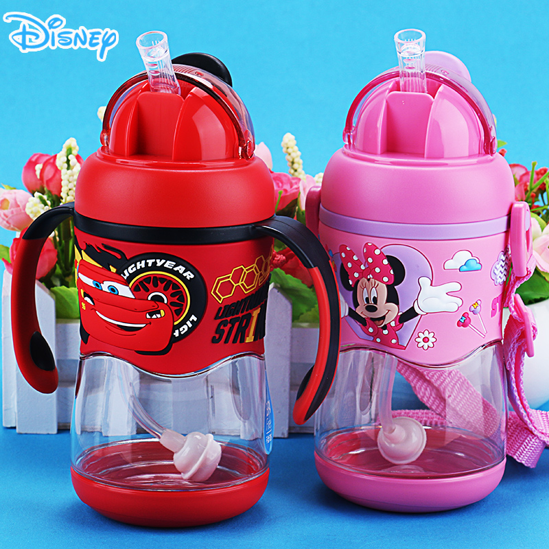 Disney Baby drinking cup with straw cup household 1-2 years old 3 anti falling children's water bottle kettle children's water cup
