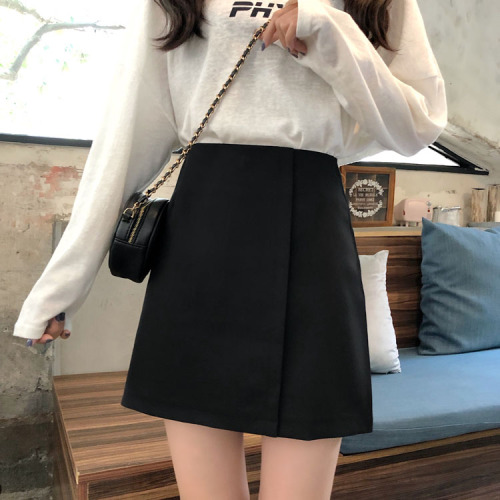 Real price ~ 2021 Korean version high waist slim skirt female A-line skirt black versatile student short skirt female