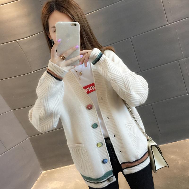 Net red sweater jacket women's spring and autumn new style Korean version loose short student foreign style versatile knitting cardigan trend
