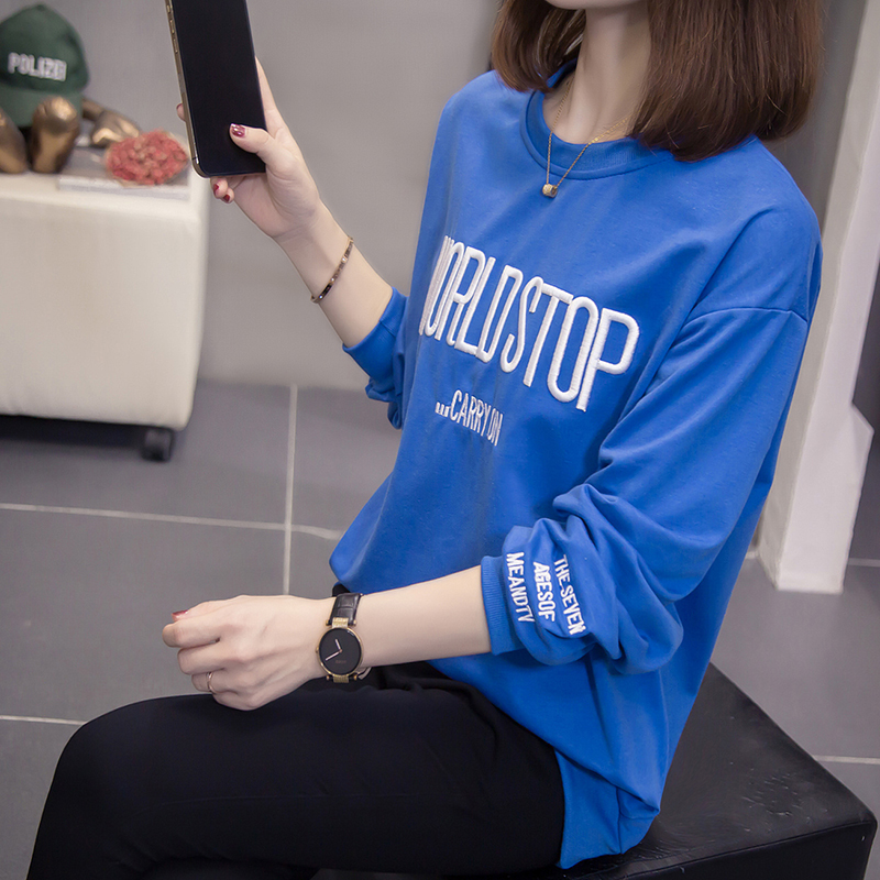 Real shooting of autumn clothes new large fat sister embroidered long sleeved women's clothes