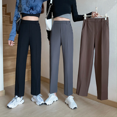 Real shot 2021 new high waist slim vertical pants casual casual casual suit pants real price