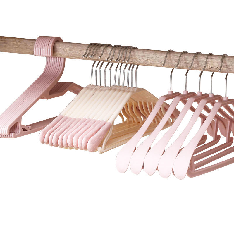 Wide shoulder no mark clothes rack thickened clothes rack adult antiskid clothes rack airing rack plastic household clothes support wardrobe