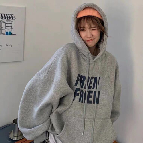 New plush Japanese and Korean women's port style loose Plush thickened fried Street Hoodie Jacket