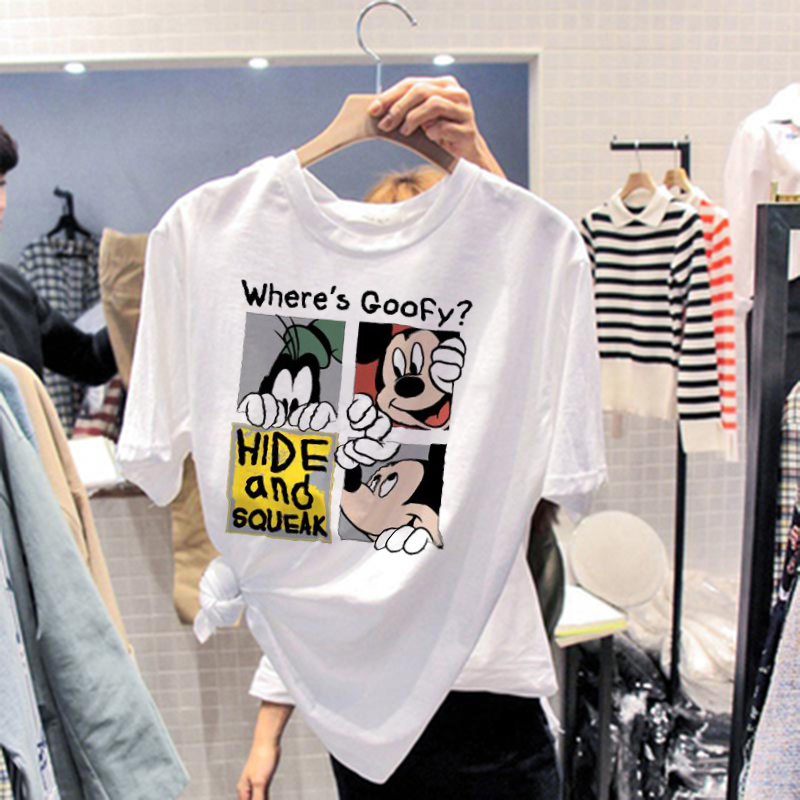 White Mickey T-shirt women's 2020 new summer loose Korean student super hot ins cartoon short sleeve top fashion
