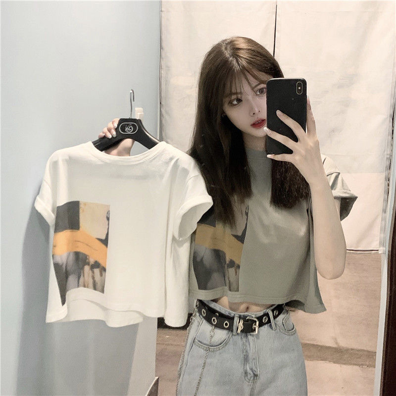 Net red short sleeve T-shirt women's top short Korean version loose
