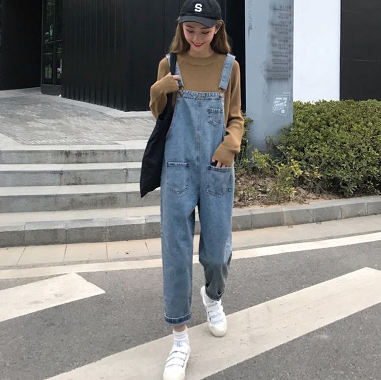 Net Red Jeans Belt Trousers Female Korean Version Loose 2019 New Spring Slim Sen Female Department Small Students