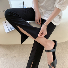 Micro flared pants women's Capris high waist Black Wide Leg Pants versatile casual women's pants