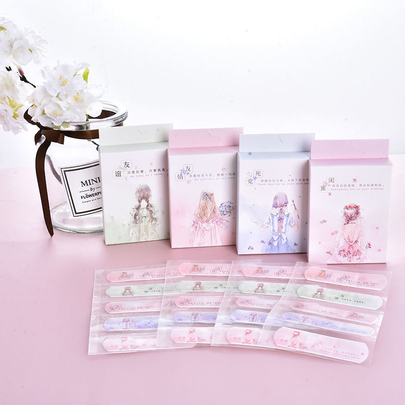 Little fresh band aid girl cute Korean cartoon children OK stretch waterproof foot grinding box creative band aid