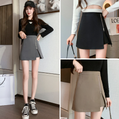 New high waist slim A-line skirt with irregular anti gloss zipper skirt in early spring of 2021