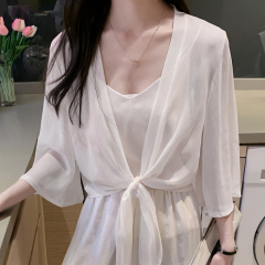 Real shot 2021 summer Chiffon versatile personality sunscreen shirt