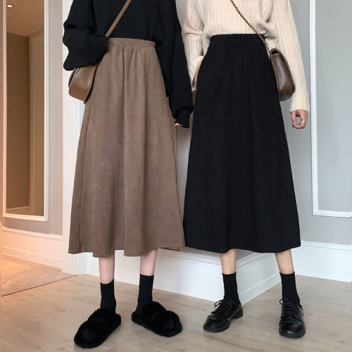 Real price ~ 2021 new Korean style skirt medium length high waist A-line skirt umbrella skirt female