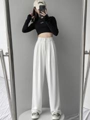 Non real shot large suit pants floor dragging casual wide leg pants women's high waist pants