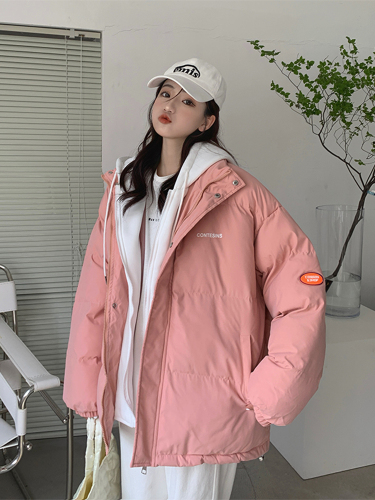 Real shooting of short down cotton padded jacket in winter female Korean student Hong Kong style new loose cotton padded jacket trend
