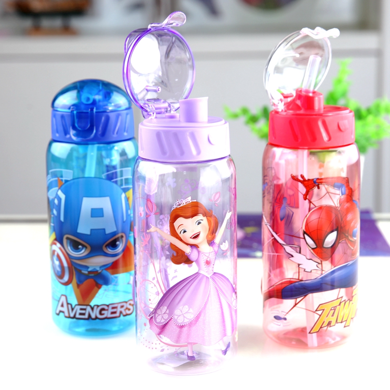 Disney high value children's water cup straw cup leak proof plastic cup water bottle baby cute girl water cup