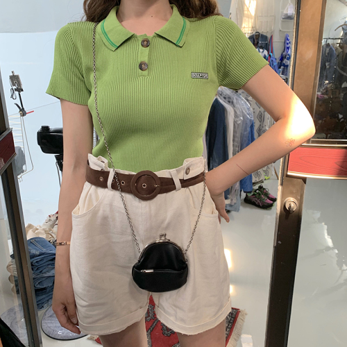 Actual price control 29.9 Sister Panya's color polo shirt summer green/butter jute breathable
